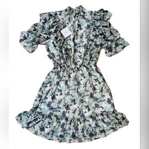 Lavender Brown Dress NWT $218 XS Ruffles Party Cottage Romantic Lined Cocktail